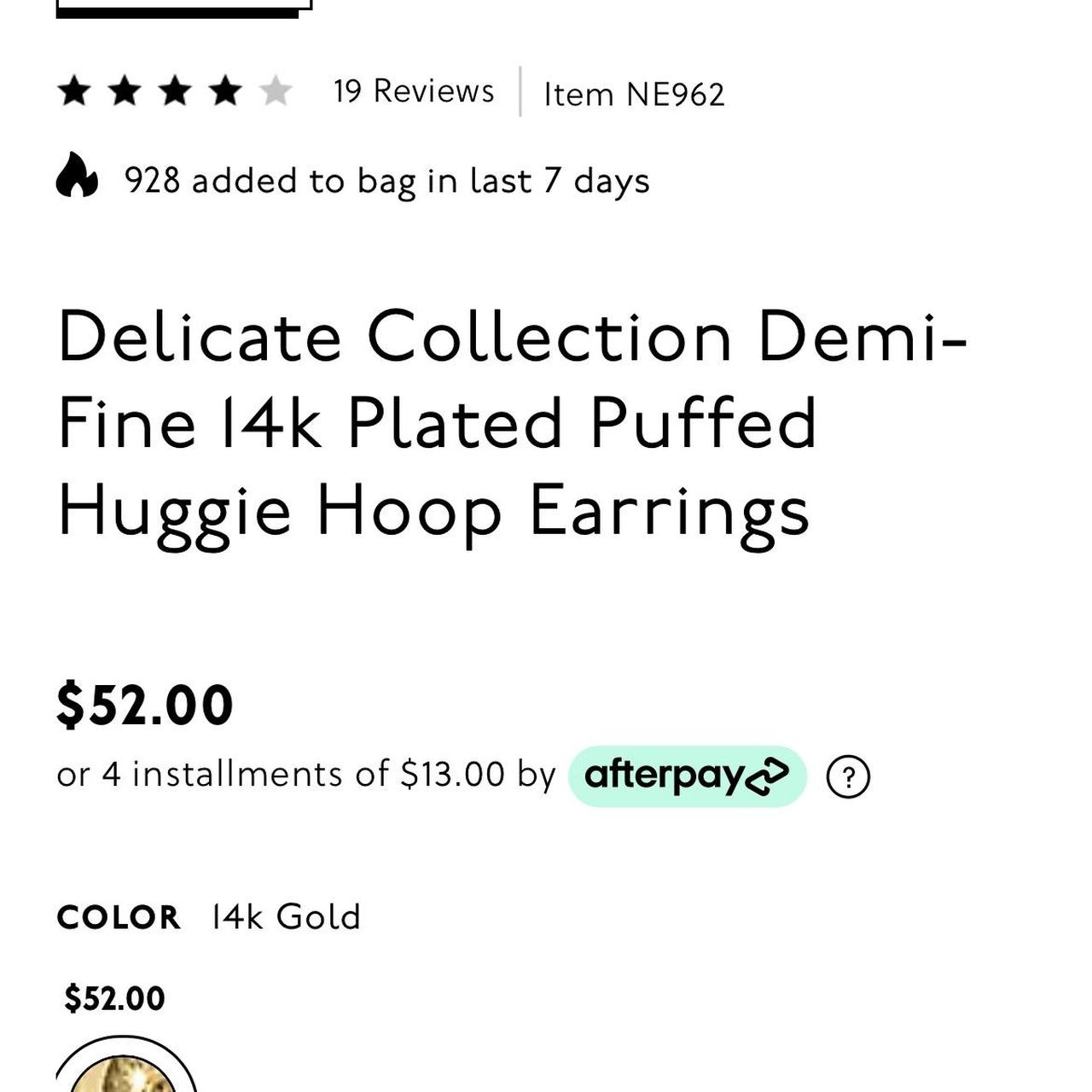 Delicate Collection Demi-Fine 14k Plated Puffed Huggie Hoop Earrings