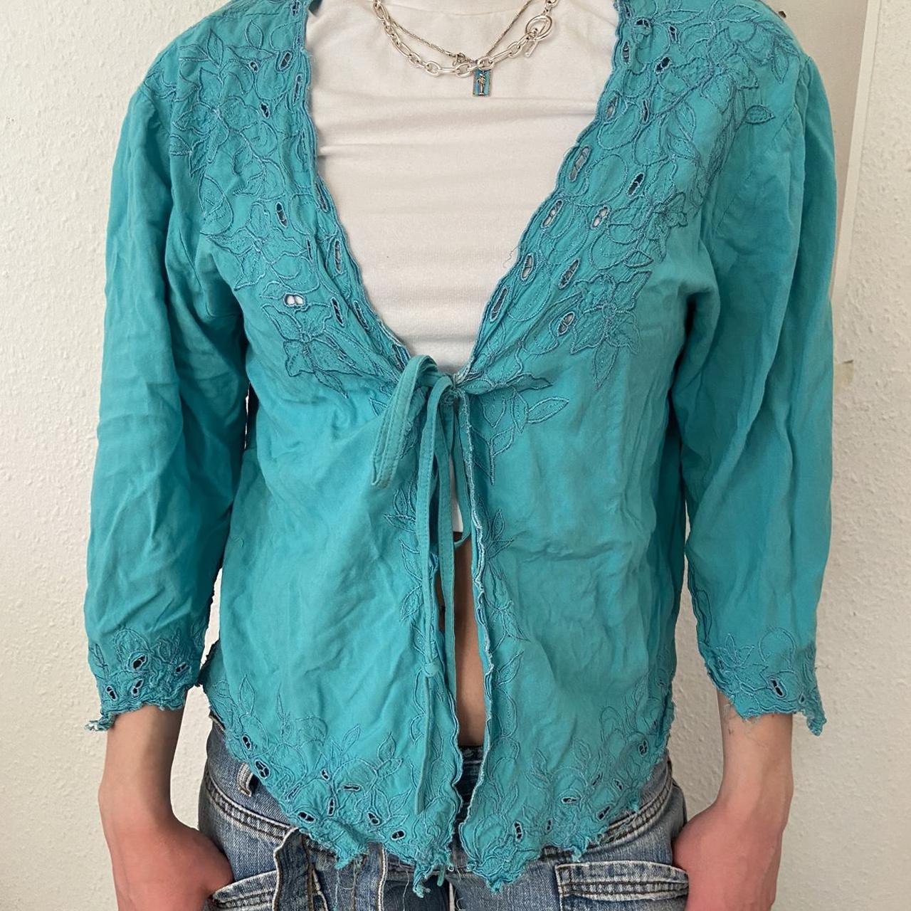 fairycore light blue bolero / cardigan with... Depop