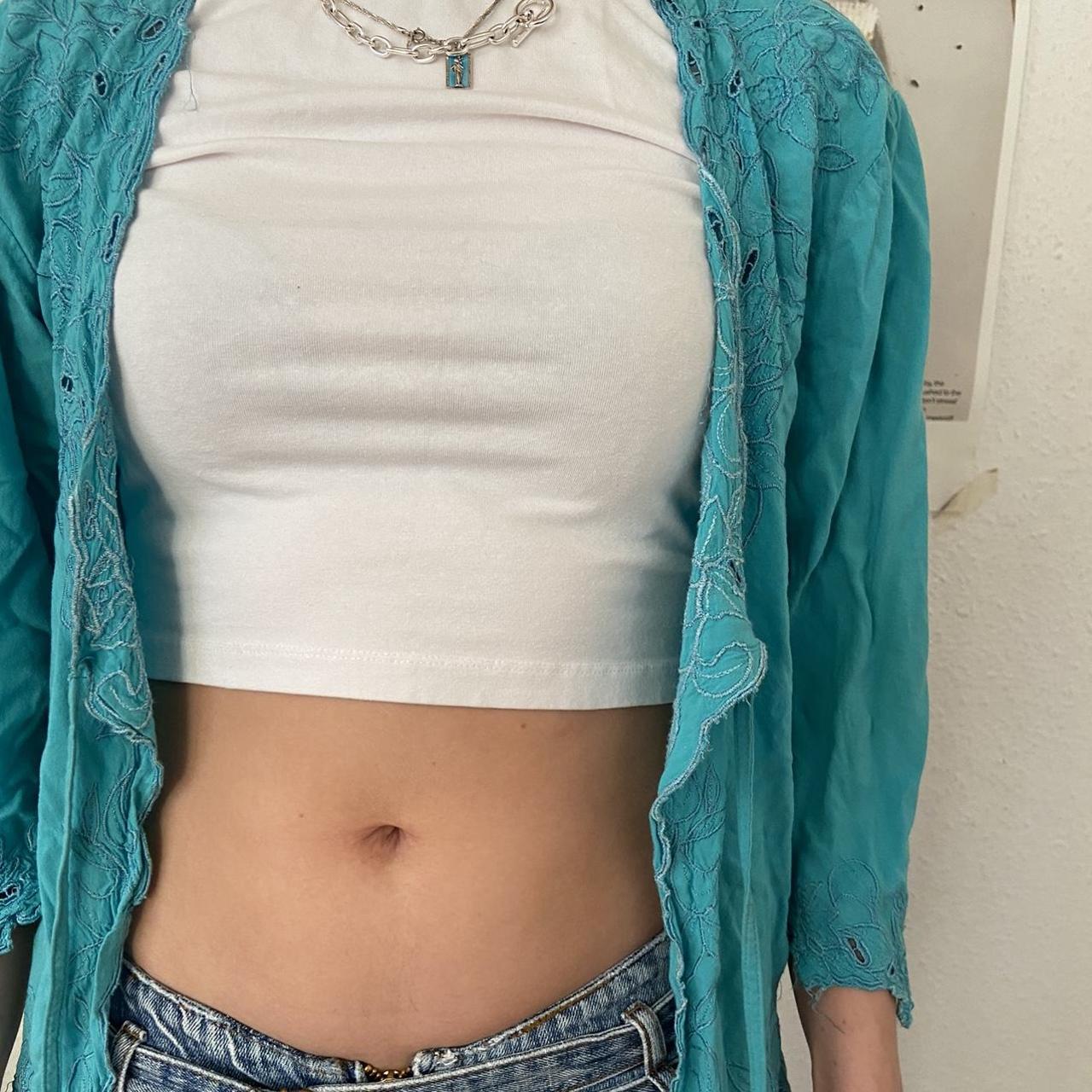 fairycore light blue bolero / cardigan with... Depop