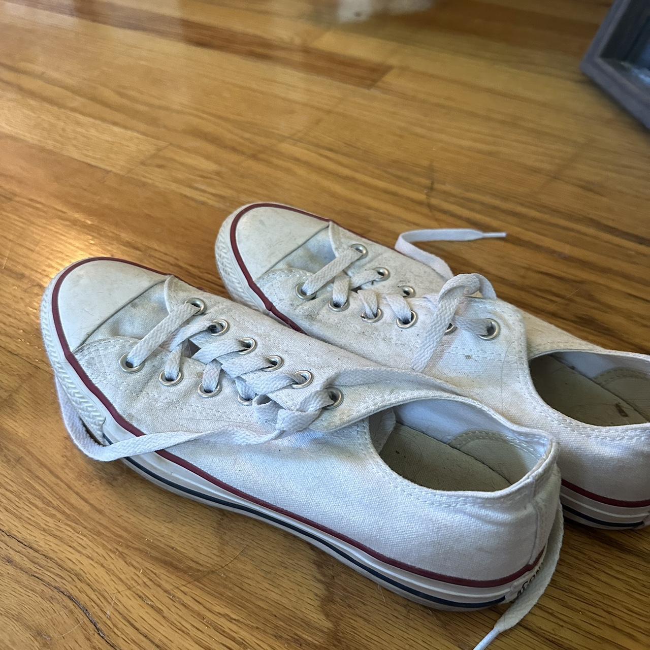 Low top white converse size 9! These are lightly... - Depop