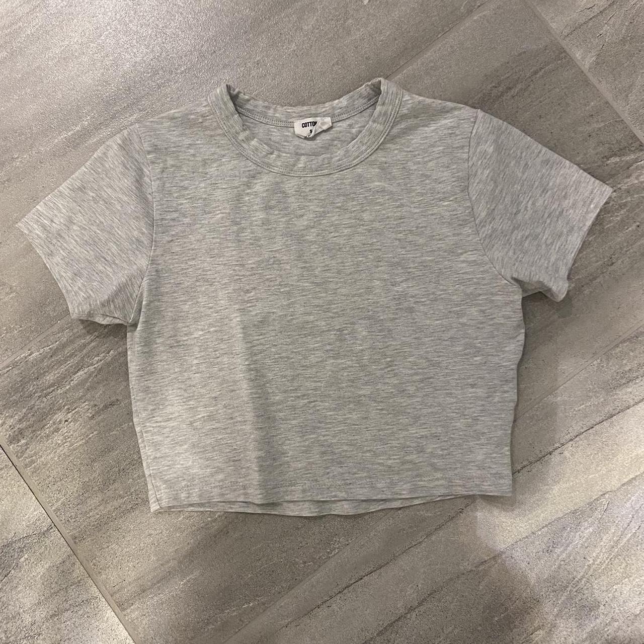 heathered grey baby tee cotton on cropped gray... Depop