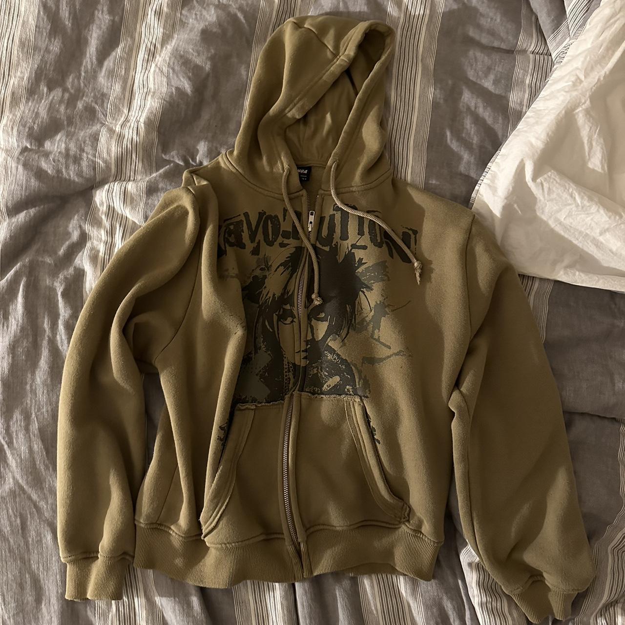 minga y2k khaki zip up hoodie ☻ size s og prize... Depop