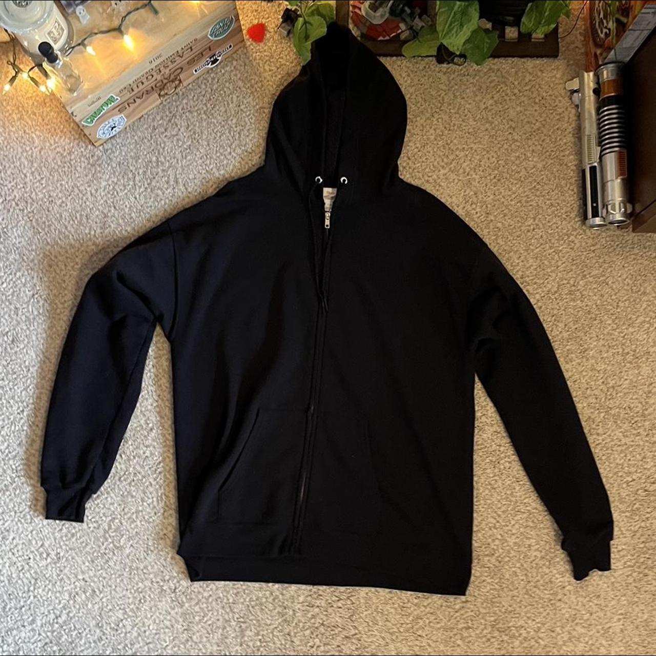 black hanes zip up hoodie in perfect condition NO... - Depop