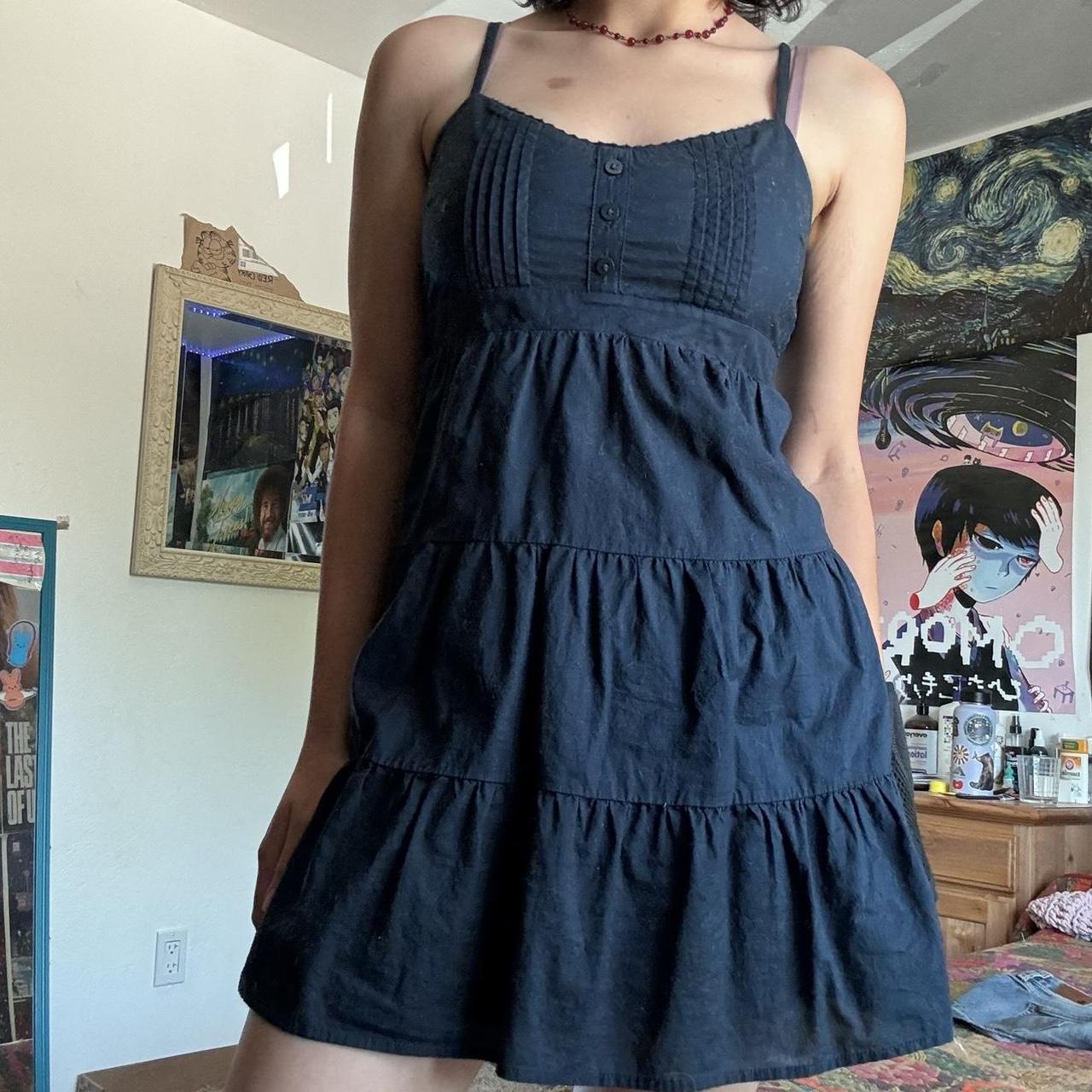 y2k navy blue babydoll dress gives me bella swan... - Depop