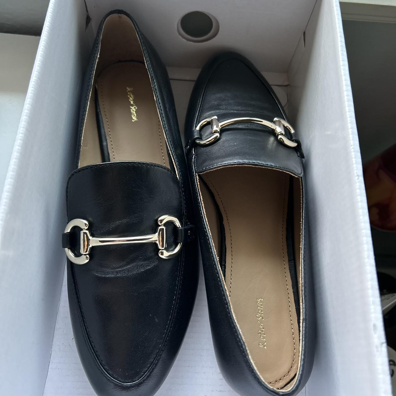 & Other Stories Women's Black and Gold Loafers | Depop