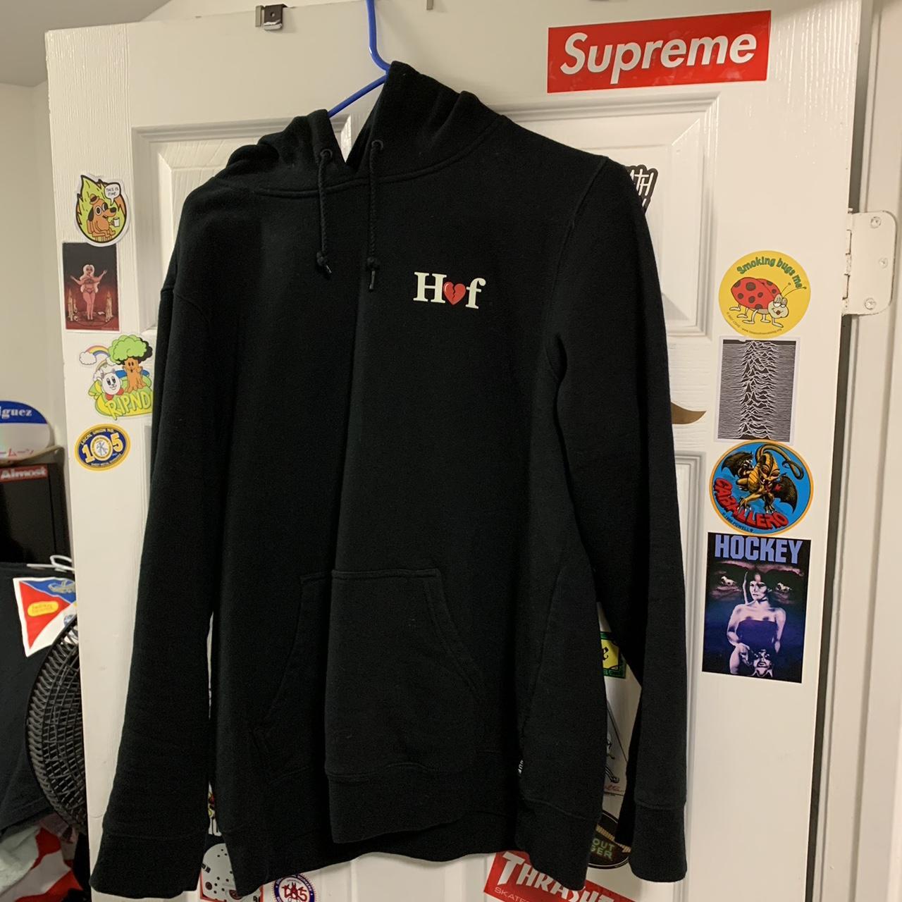 HUF Men's Black and Red Hoodie | Depop