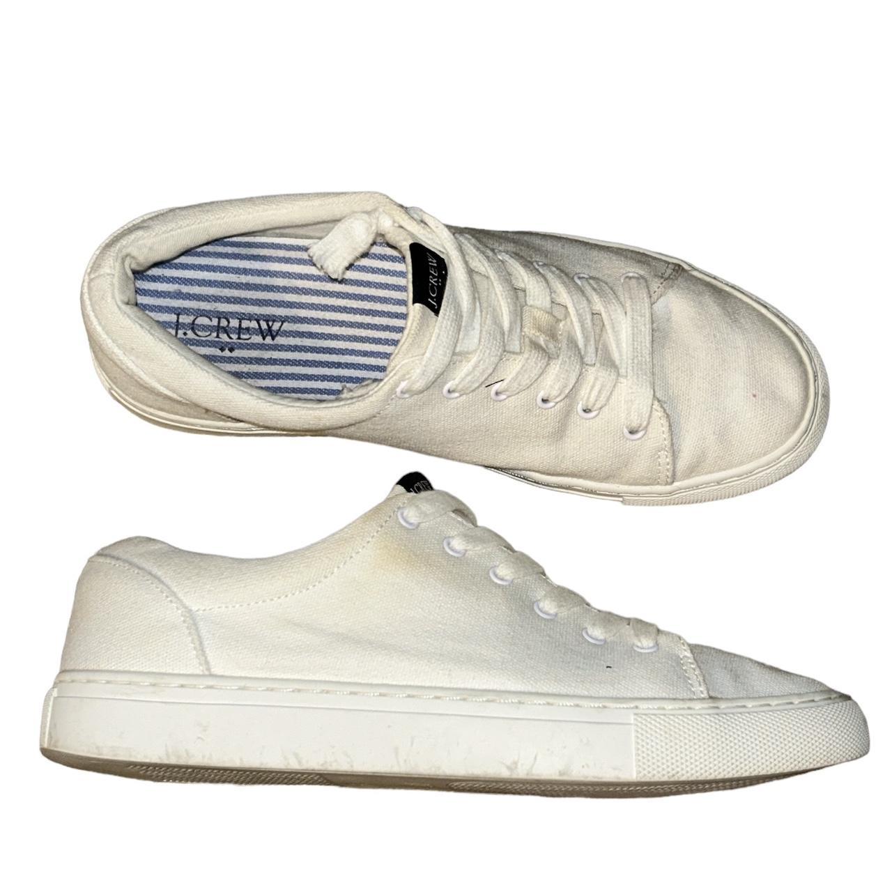 J Crew Road Trip White Canvas Lace Up Sneakers