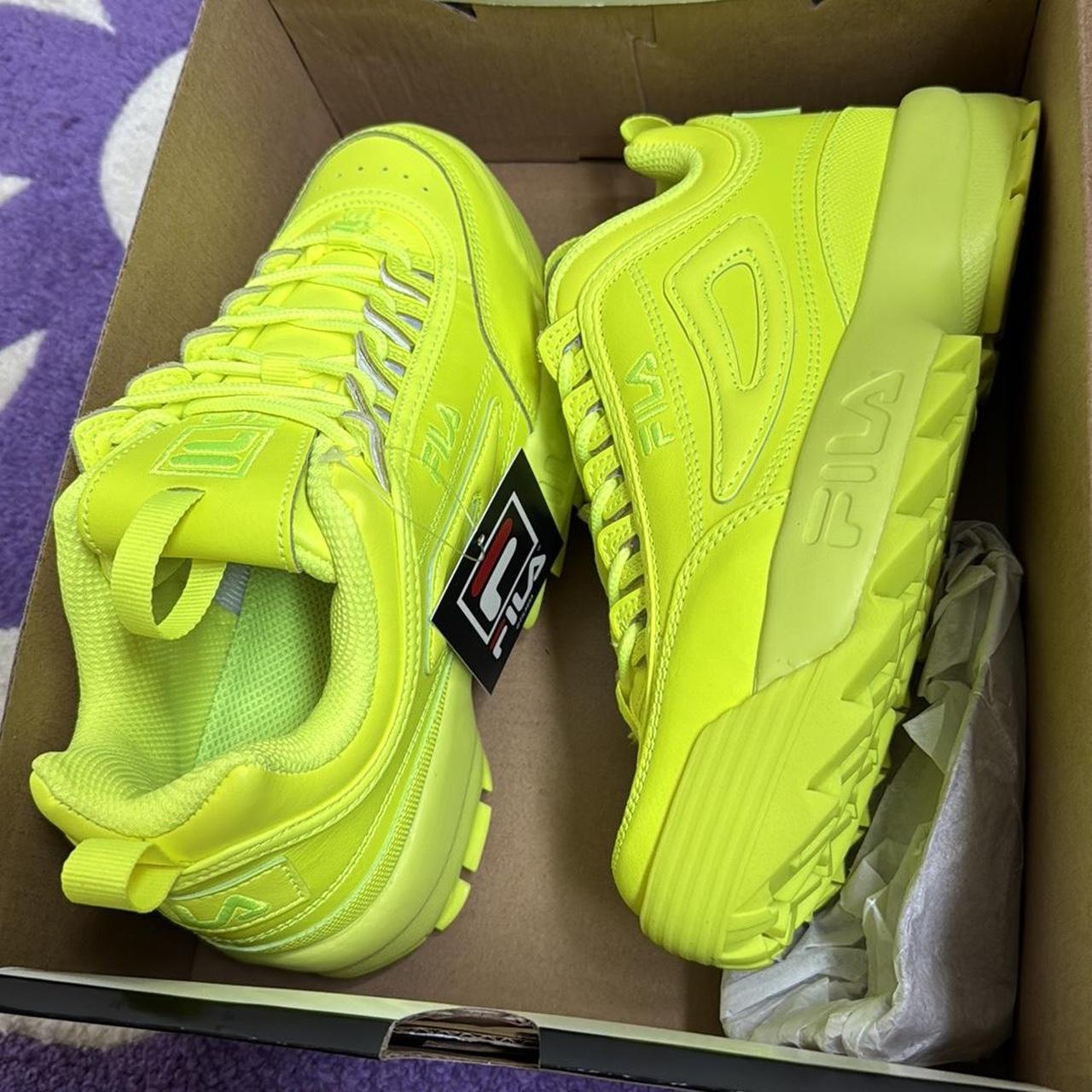 Neon Yellow Fila Disruptor II Size 6.5 NWT Never