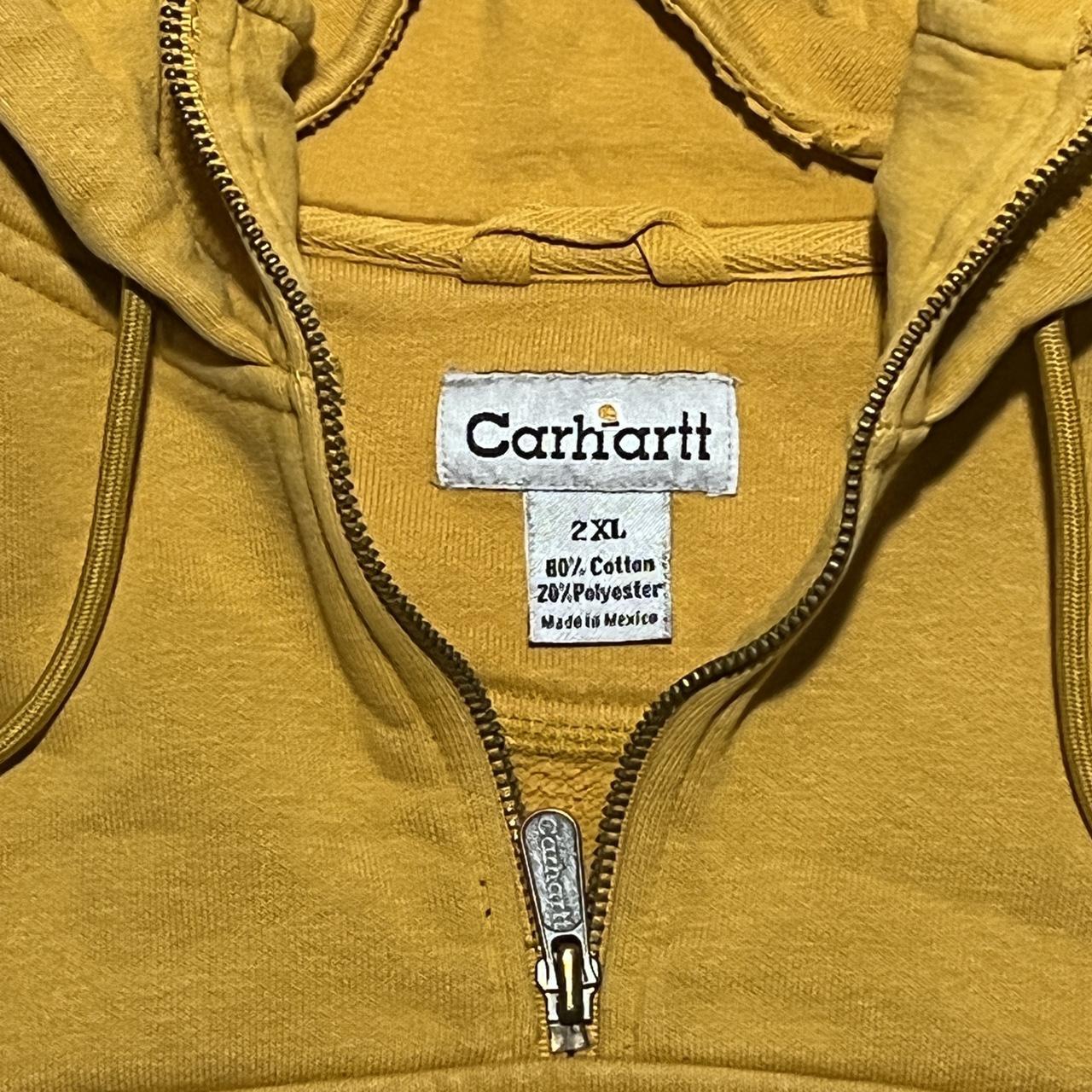 Carhartt hoodie yellow quarter zip great... - Depop