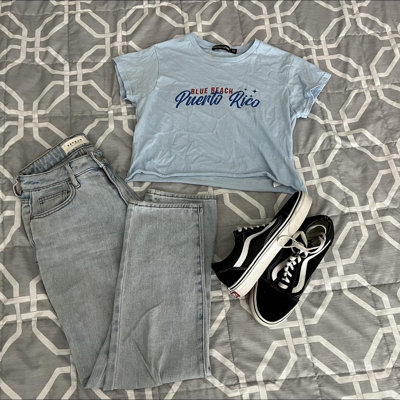 Pretty little thing baby blue Puerto Rico baby tee... Depop