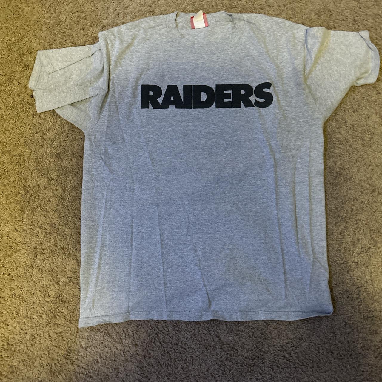 Vintage Oakland Raiders T Shirt Sliver & Black - Depop