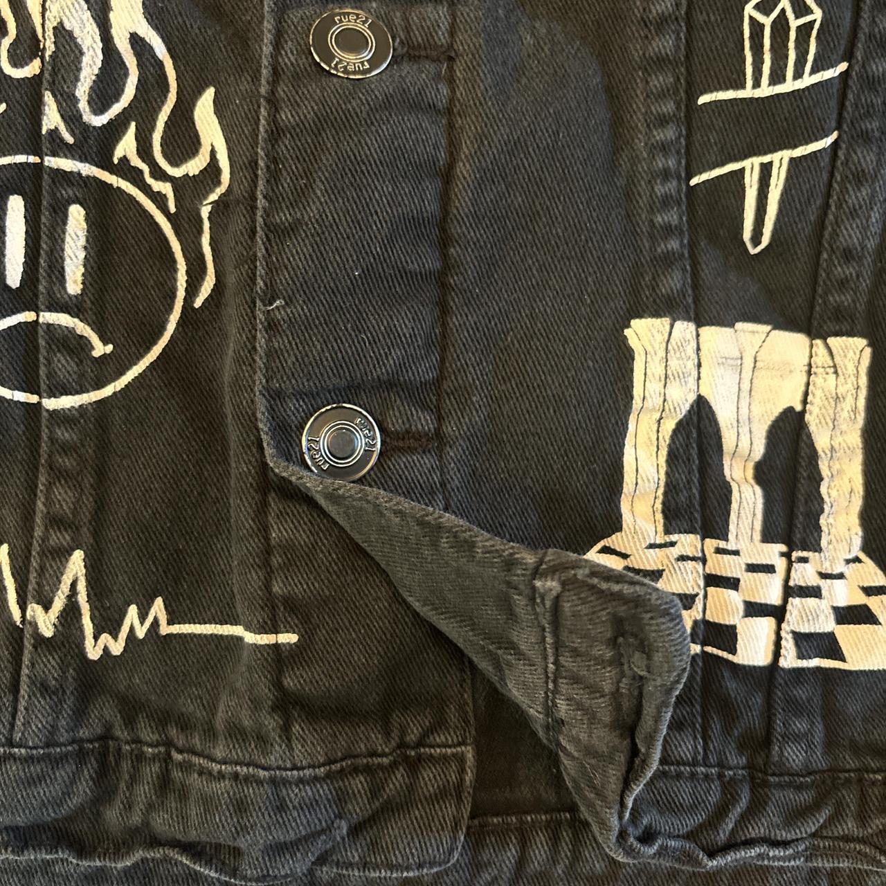 Black Jean Jacket with White Alternative Grunge | Depop