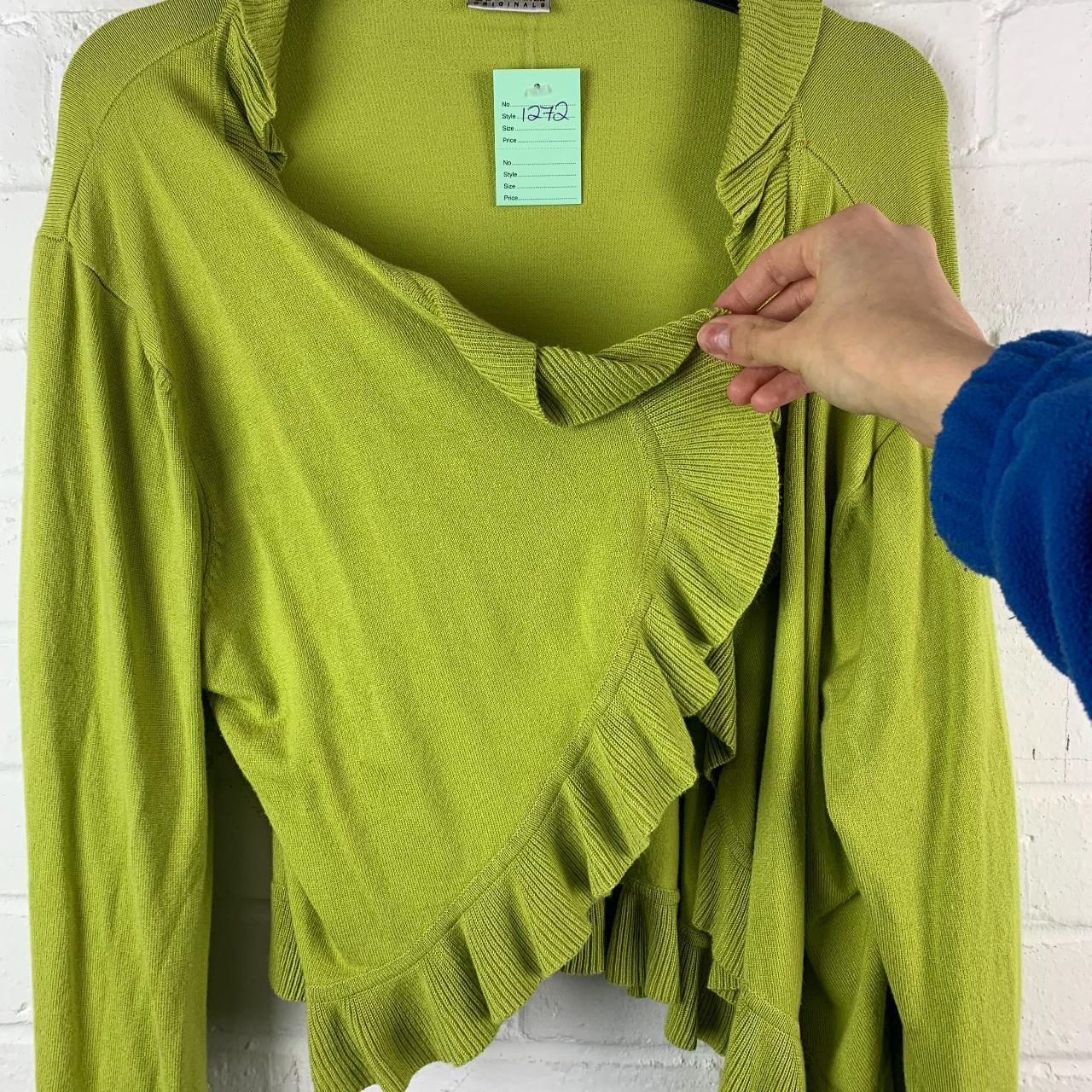 ROMAN Originals Ladies Lime Green Frilled Cardigan... Depop