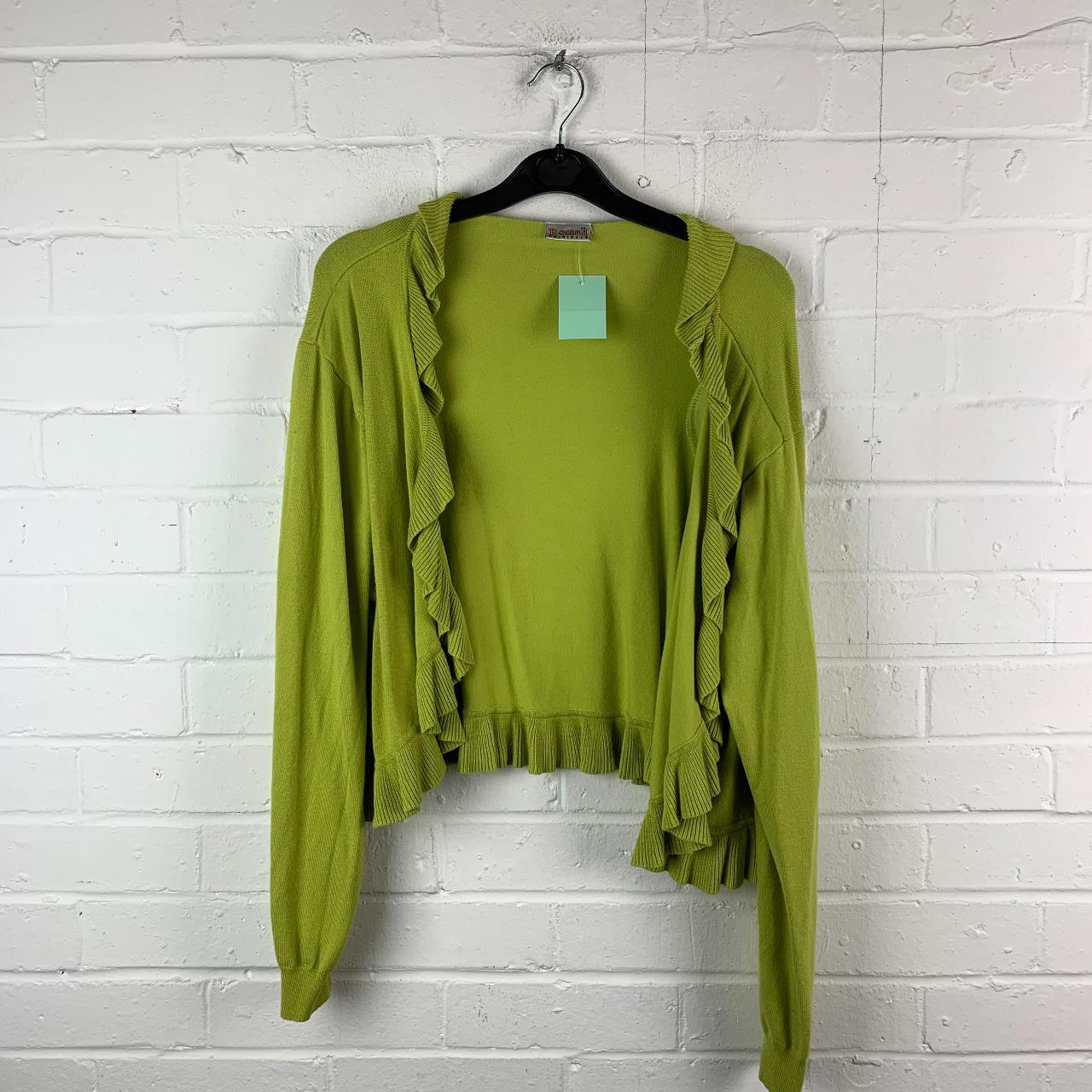 ROMAN Originals Ladies Lime Green Frilled Cardigan... Depop