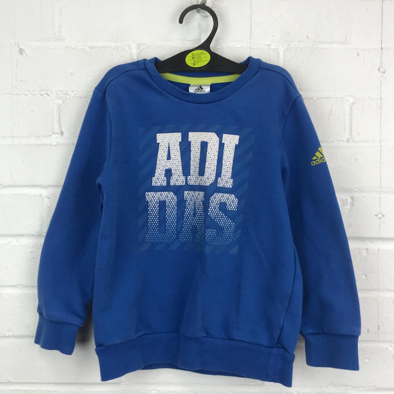 Adidas Boys Blue Long Sleeve Jumper Size 122cm