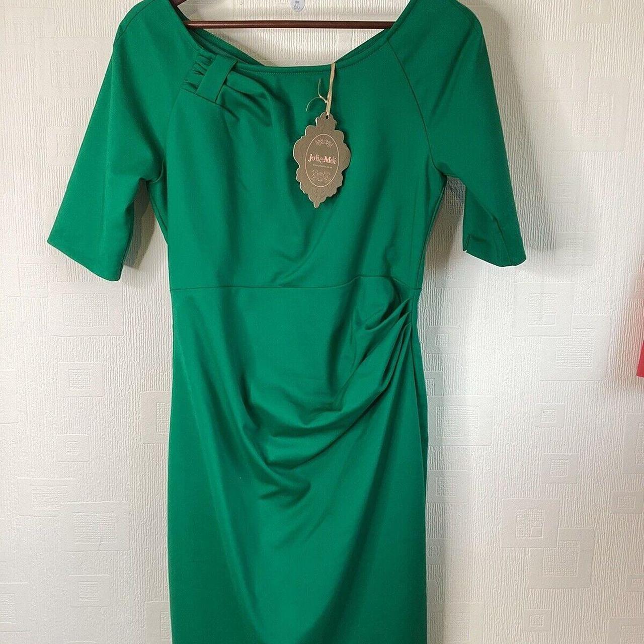 Jolie Moi Green Dress Scoop Neck Half Sleeve Size 14... - Depop