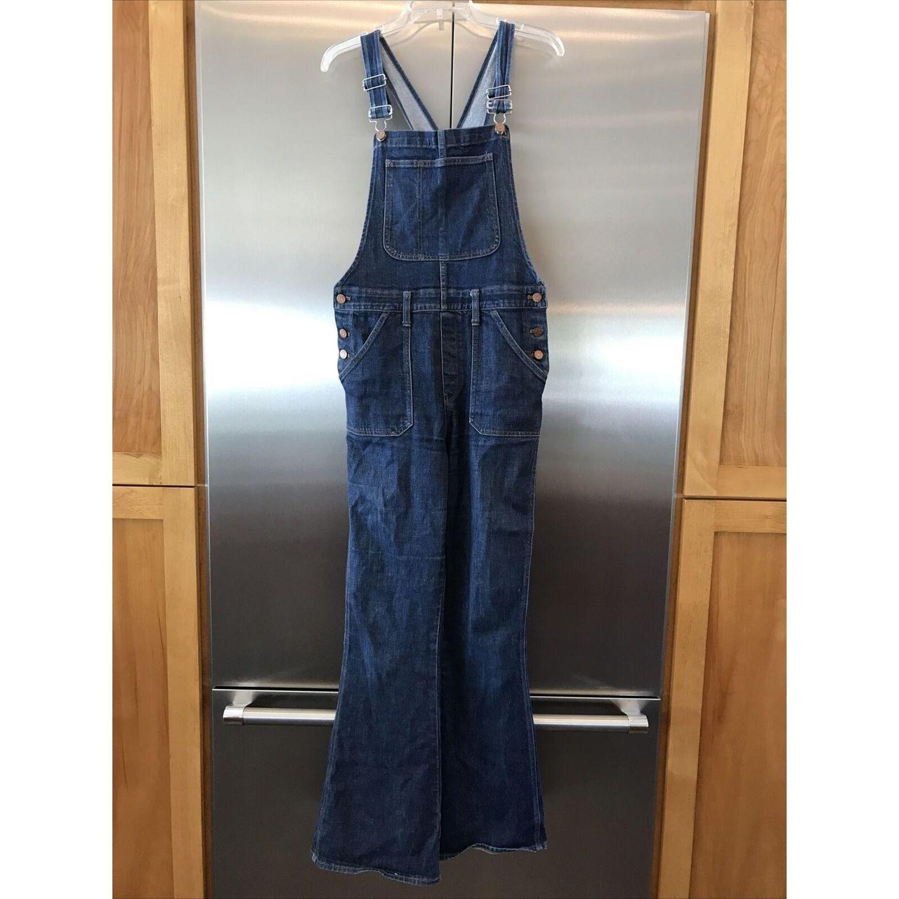 Madewell blue overalls denim hook straps button... Depop