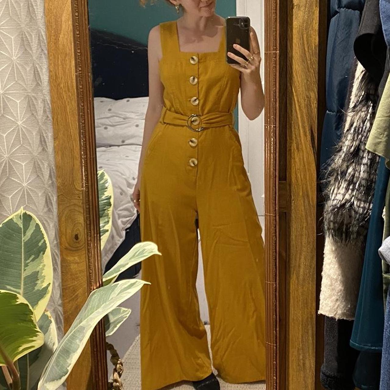 Women's Yellow Jumpsuit Depop