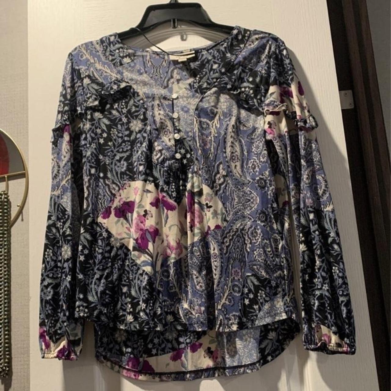 Style & Co Women's Purple and Blue Blouse | Depop