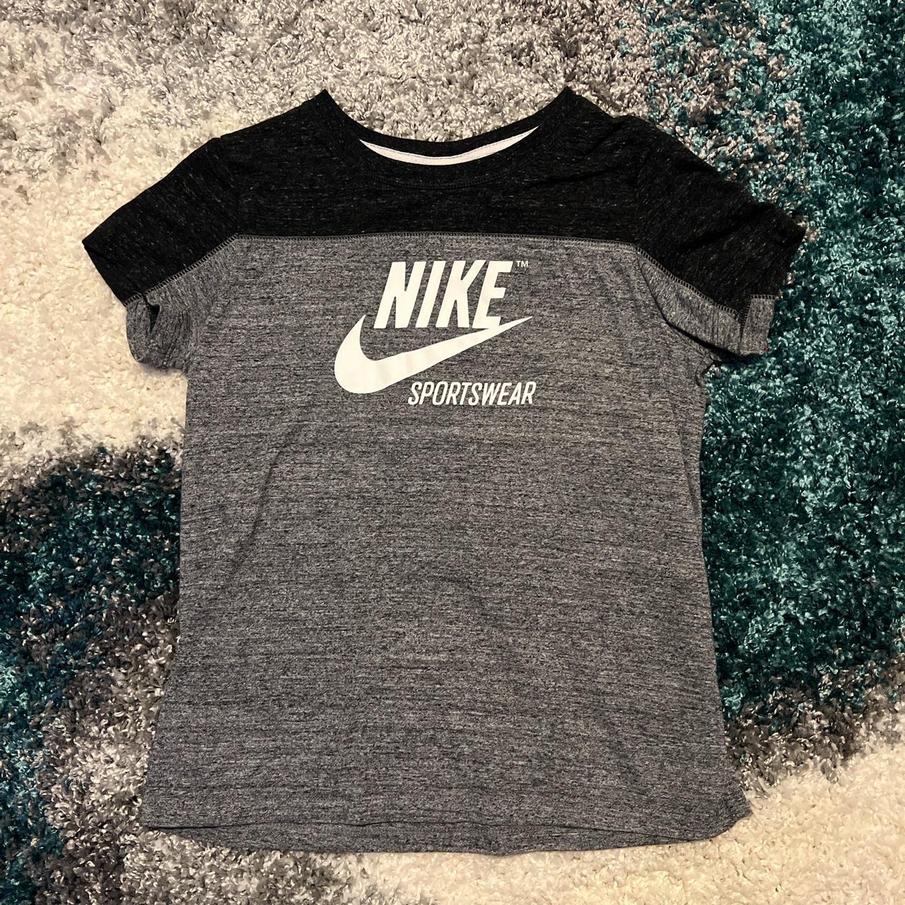 black and grey nike sportswear t-shirt // size m //... - Depop