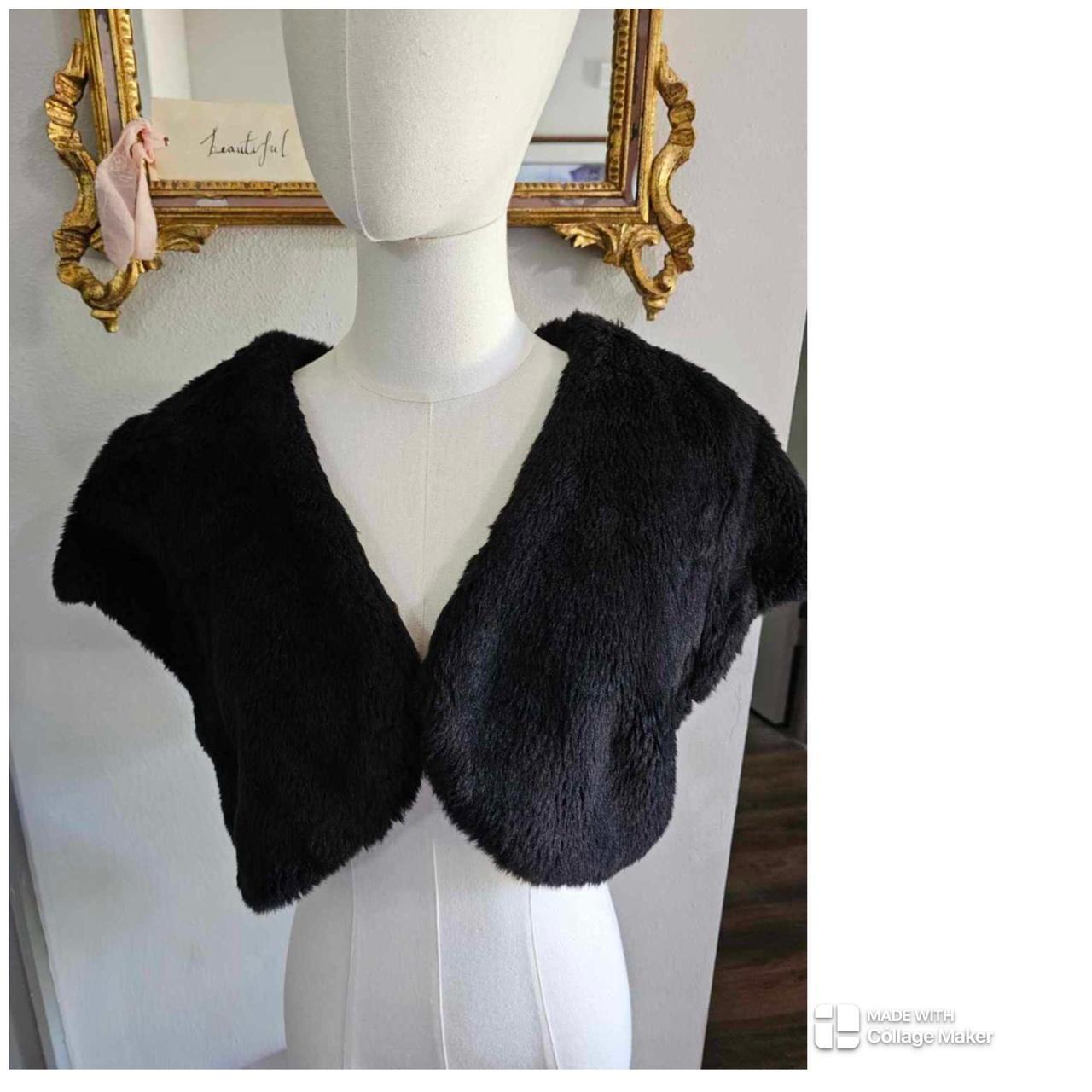 Black faux fur bolero with vintage 60 s 70 s or. Depop