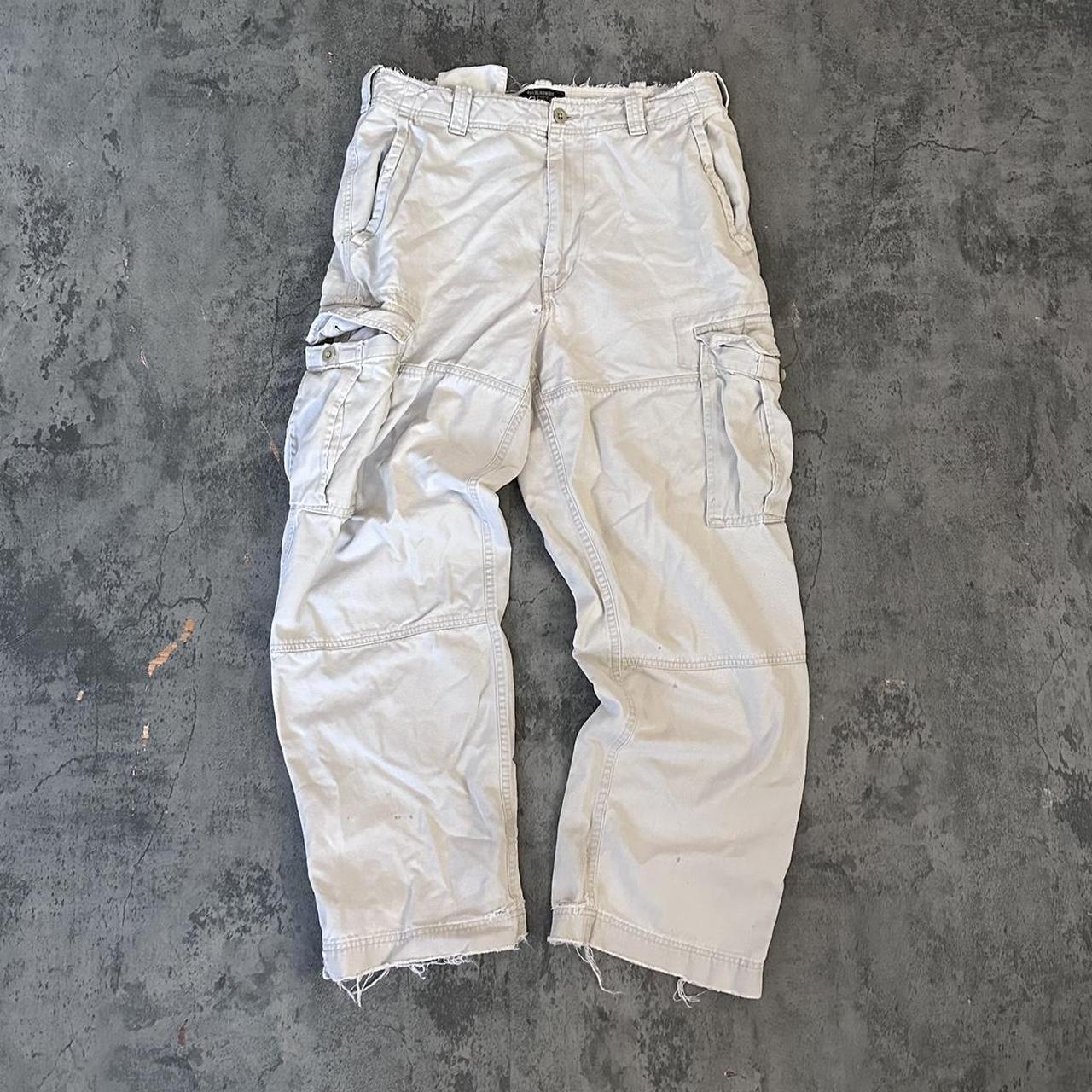 vintage 90s abercrombie and fitch beige cargo pants... - Depop