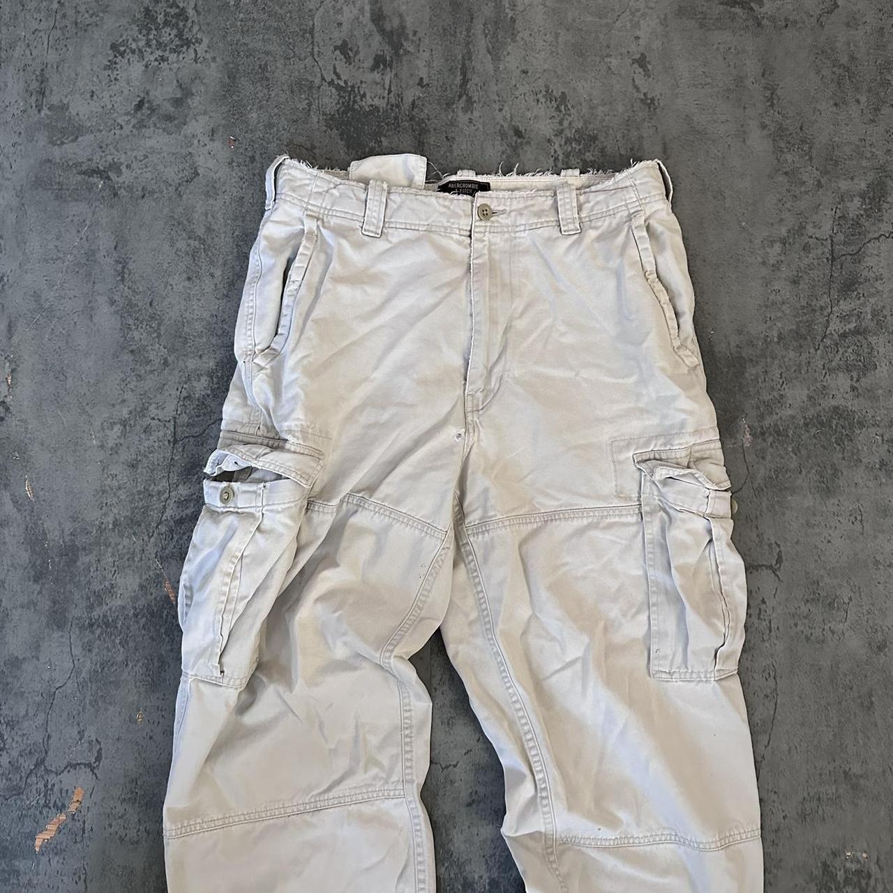 vintage 90s abercrombie and fitch beige cargo pants... - Depop