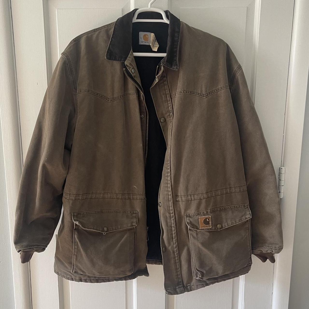 Vintage Carhartt quilted coat brown. Size large.  - Depop