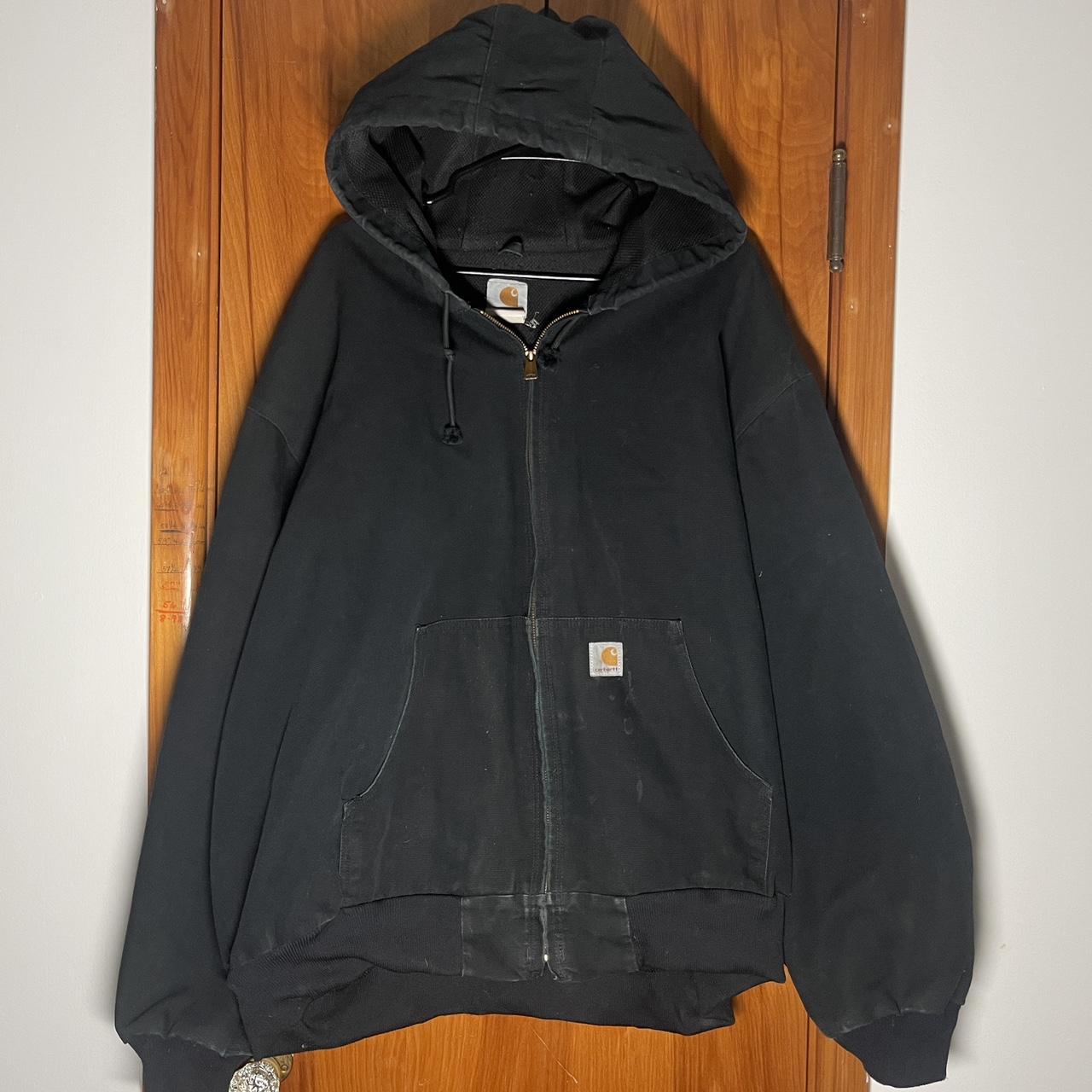 Vintage Y2K Black Carhartt Hooded Jacket J131 duck... - Depop