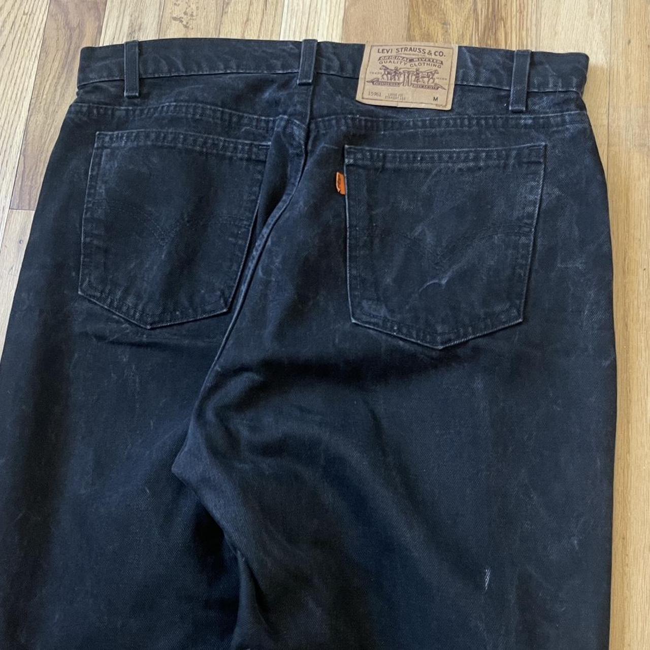 Vintage Levi's orange tab Black Jeans wide leg 90s... - Depop