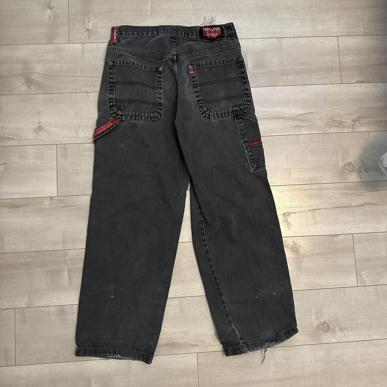 Men's Black and Red Jeans | Depop