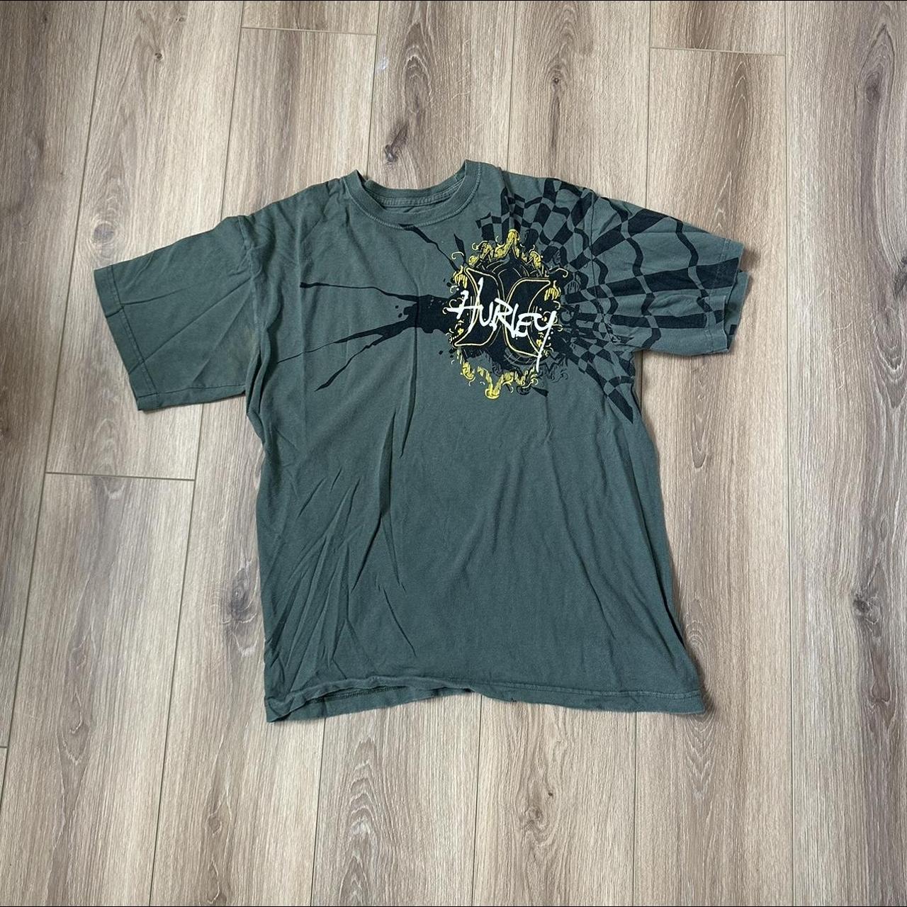 Hurley Men's Green and Yellow T-shirt | Depop