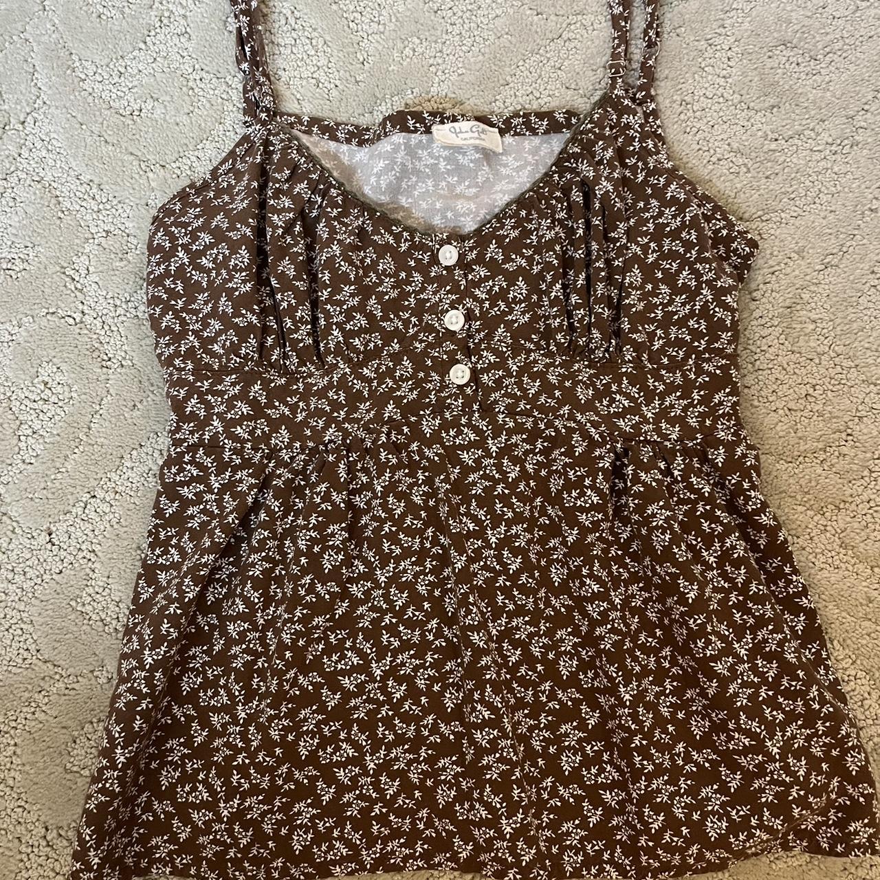 brandy brown floral top super comfy and flowy +... Depop