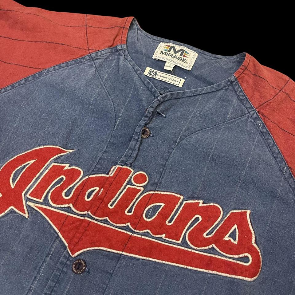 90s LEE Cleveland Indians Denim Long Sleeve Shirt Sz - Depop