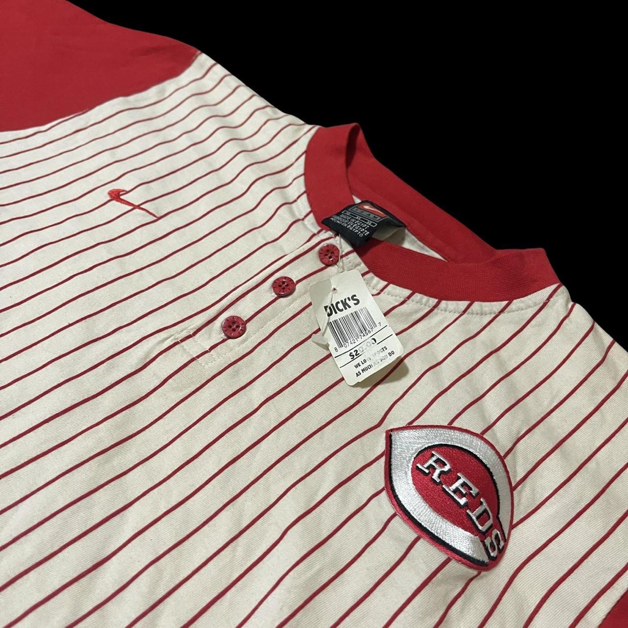 Mens Majestic Cincinnati Reds Button Up Pinstripe Baseball Jersey