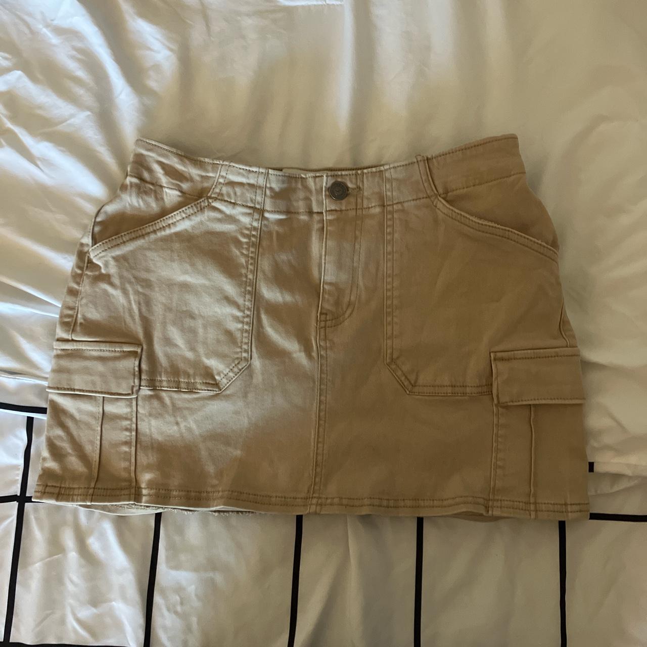 Low rise khaki cargo skirt... - Depop