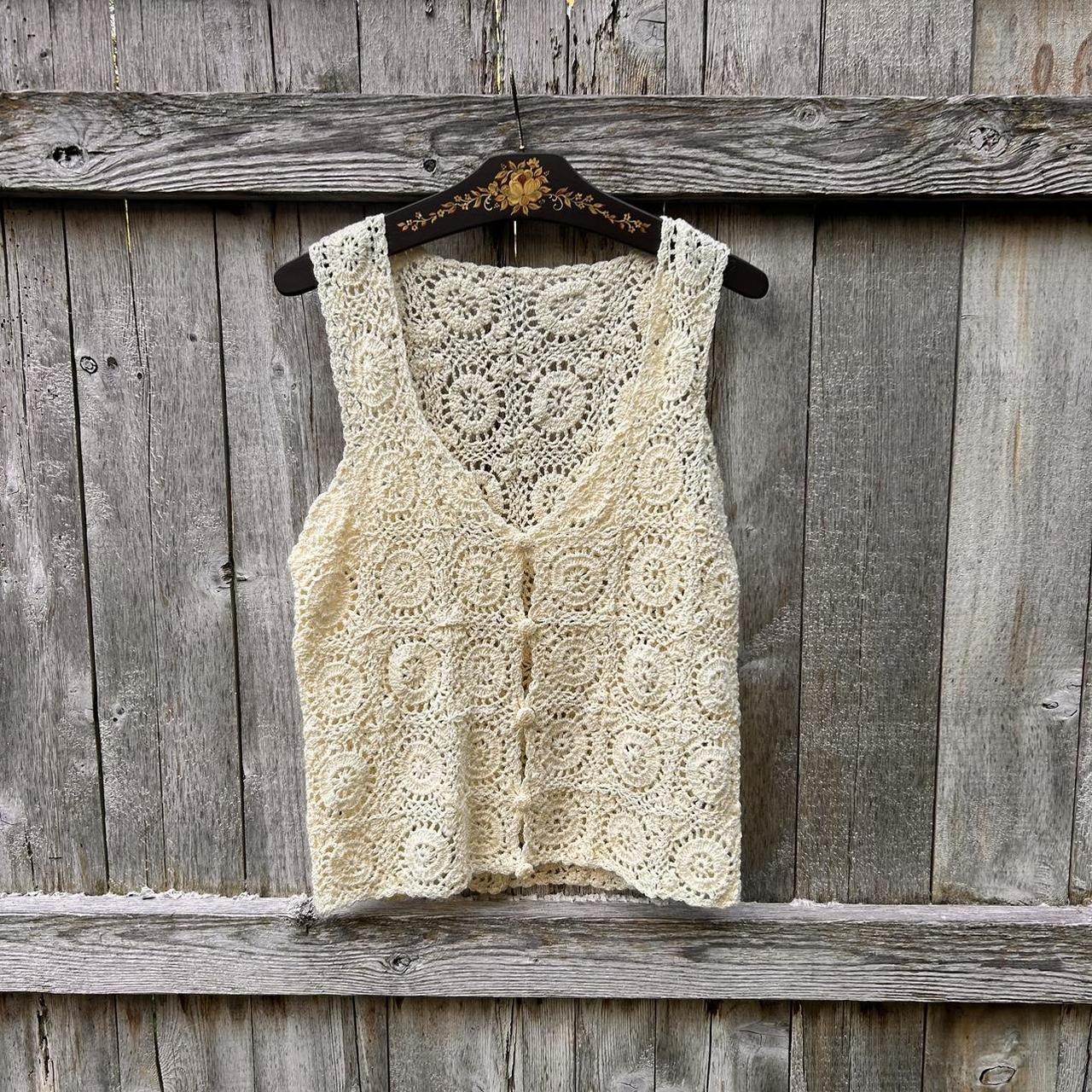 VTG Handmade crochet vest Super soft material, no... - Depop