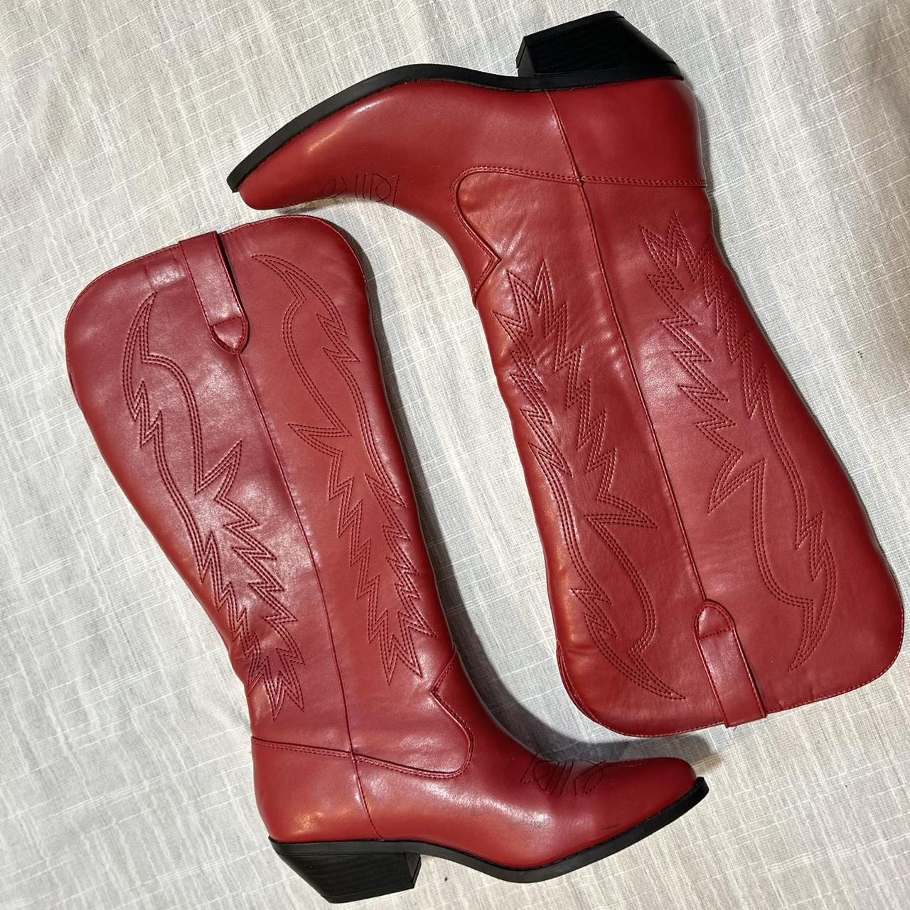 Red Knee High Cowgirl Boots These are so stinking... Depop