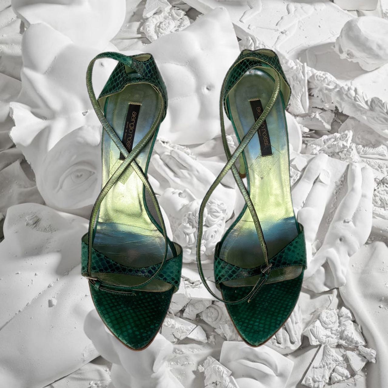 Sergio Rossi Women's Black and Green Sandals
