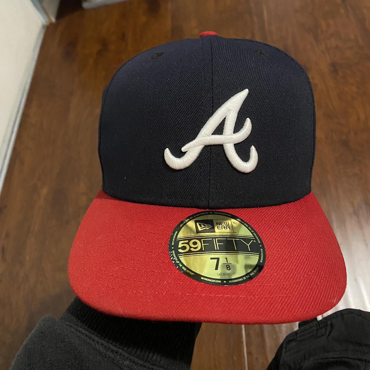 Vintage Atlanta Braves Grey Fitted Cap 7 1/2 - Depop