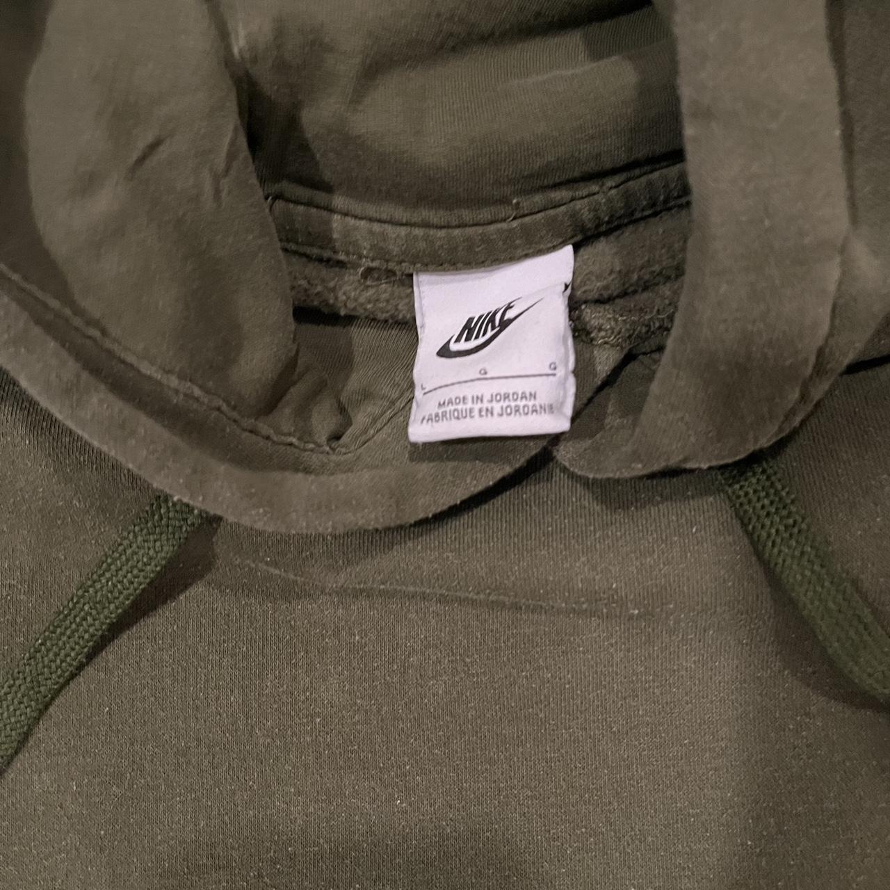 army green nike fleece hoodie, only worn a few... - Depop