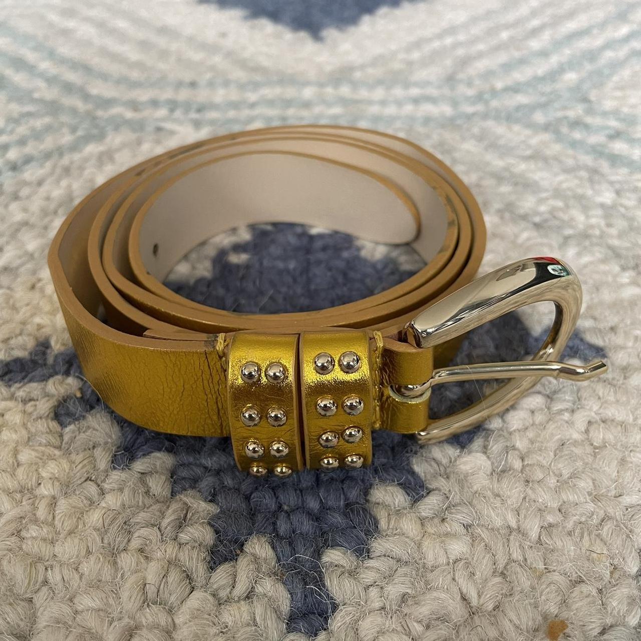 Reiss gold with silver stud detail belt. Only tried... - Depop
