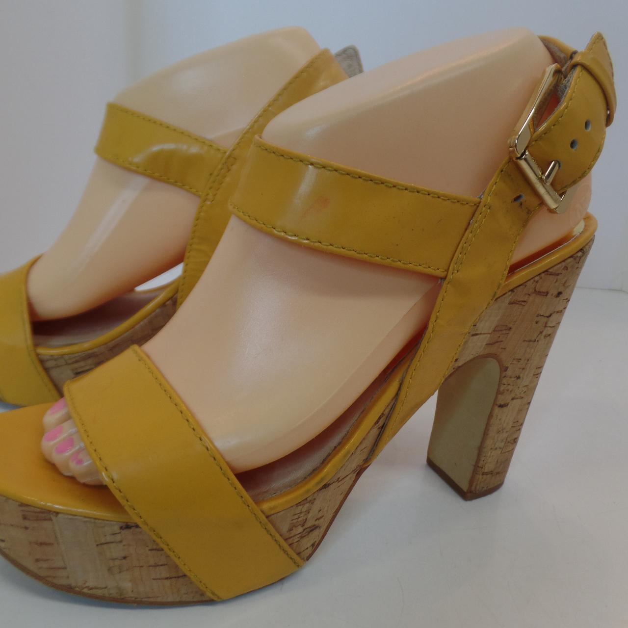 Michael Kors Yellow Leather Strappy Heels Cork. Depop