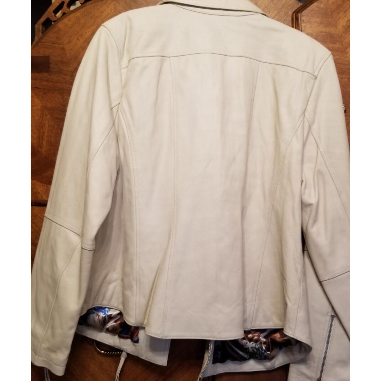 Twiggy Vintage Leather Bone White XL Bomber Jacket... - Depop