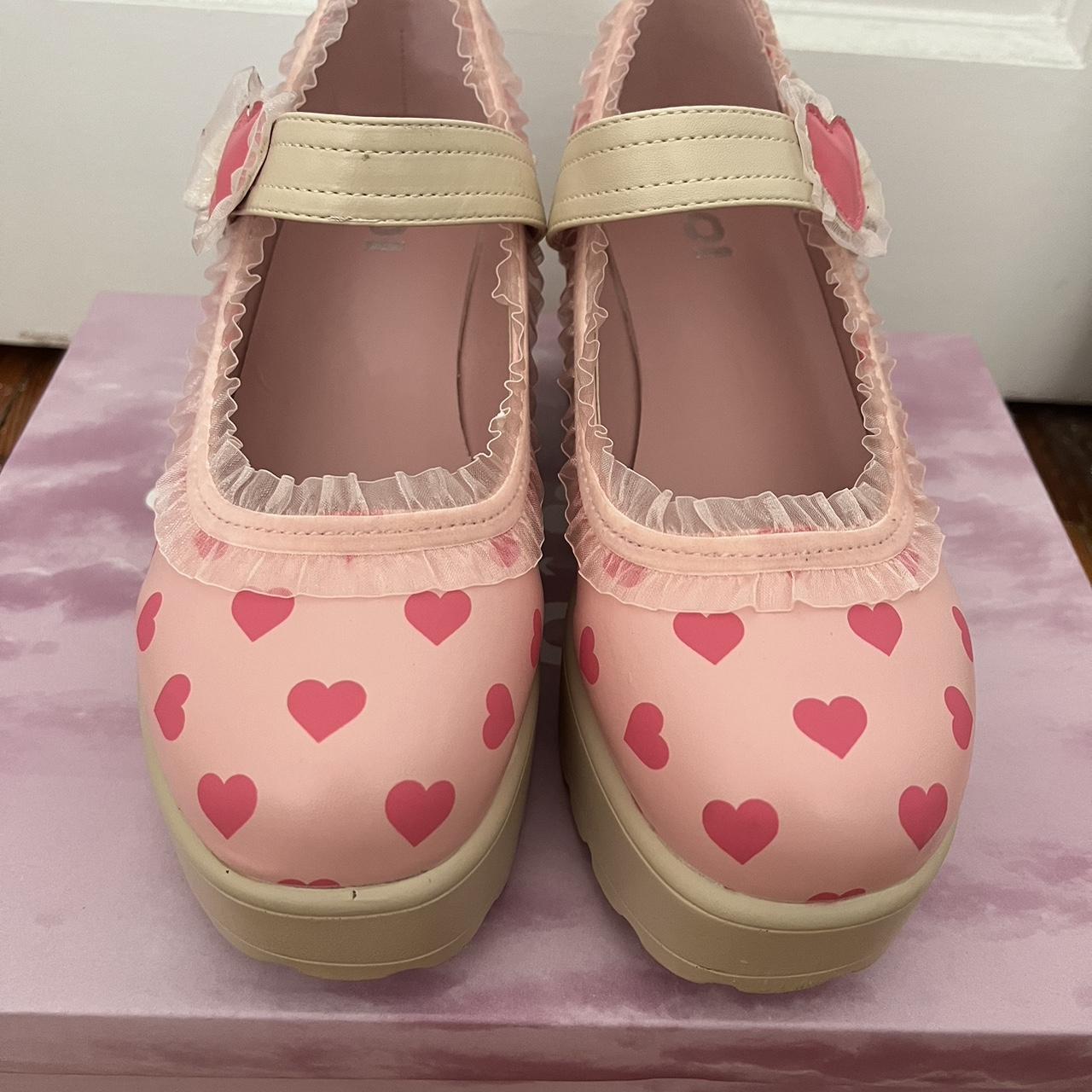 Melanie Martinez x Koi footwear pink heart Mary Jane... Depop