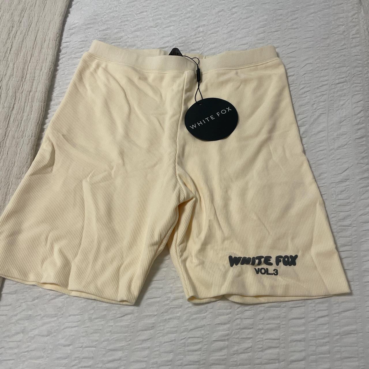 White Cream Ribbed Biker Shorts Offstage Ribbed Bike Shorts