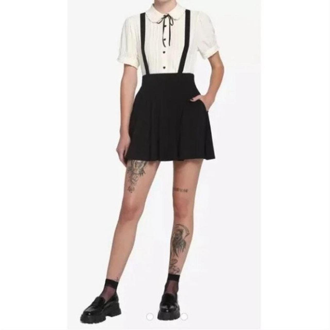 Black skater skirt with suspenders best sale