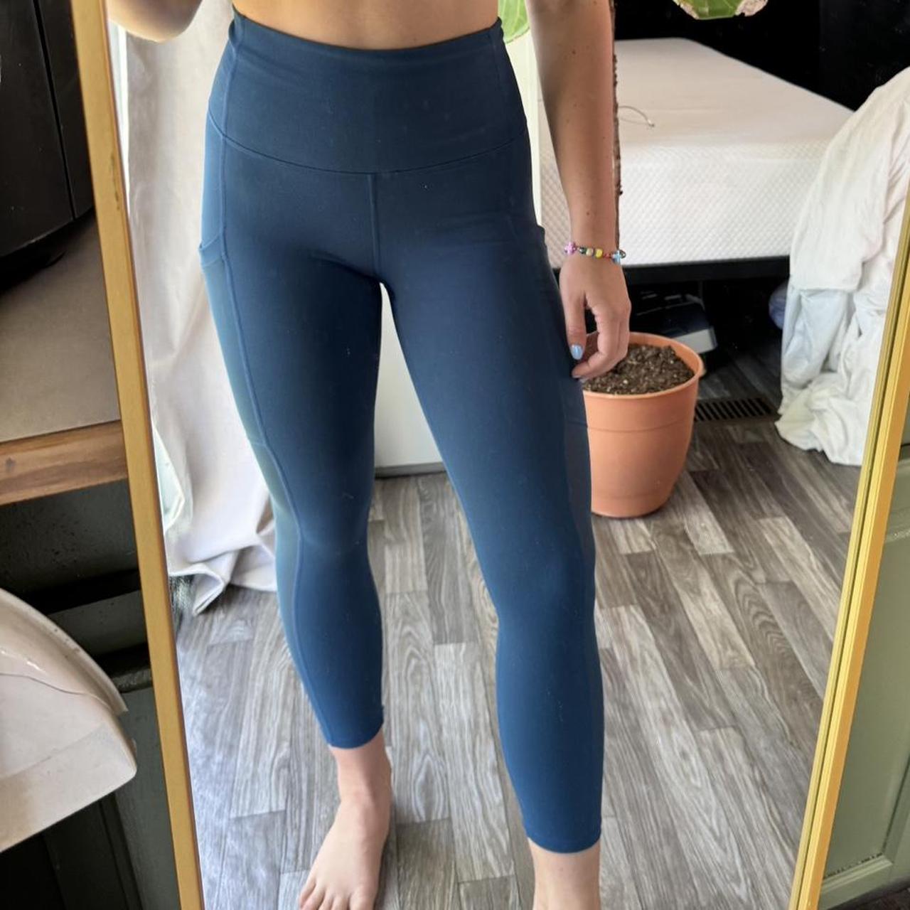 Super flattering teal navy blue high waisted... Depop