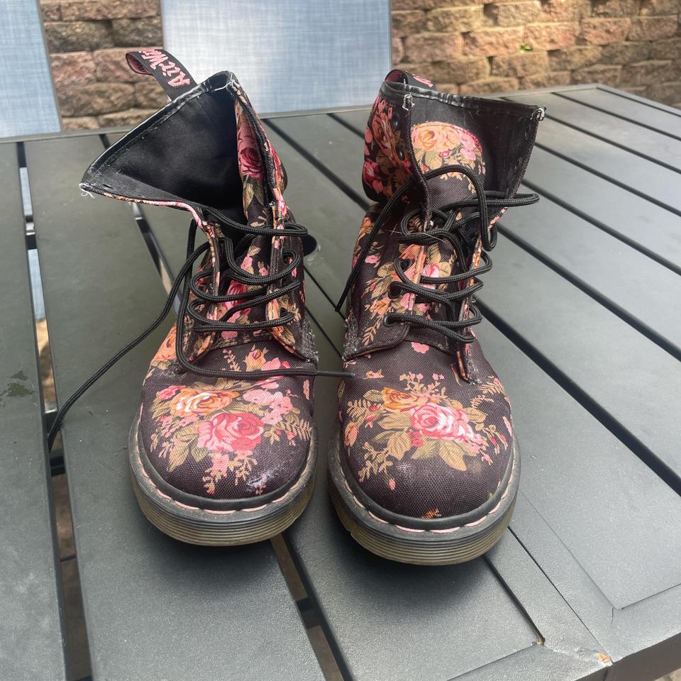 Floral canvas doc martens best sale