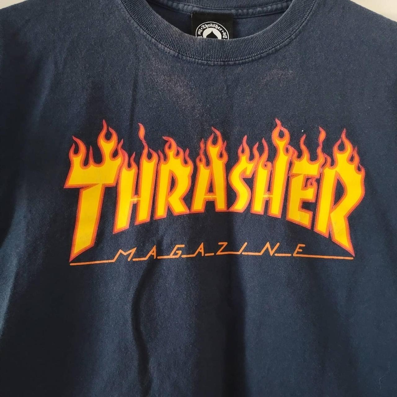 Thrasher Men's Yellow and Blue T-shirt | Depop